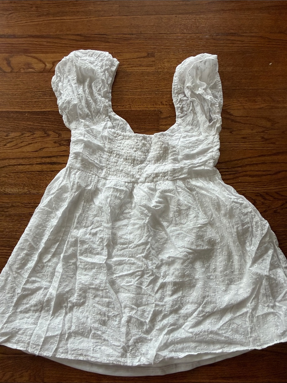 Lulus Sunny Day Stunner White Eyelet Embroidered Babydoll Dress - Size L - Picture 4 of 4